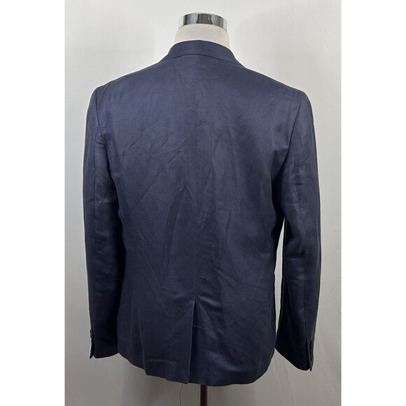H&M 44R Sport Coat Linen Blend Blue Gray Two Button Lined Double Vented - Picture 6 of 8
